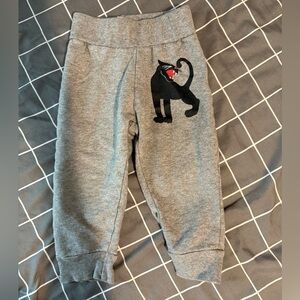 Gray Kids Sweatpants with Black Panther Design